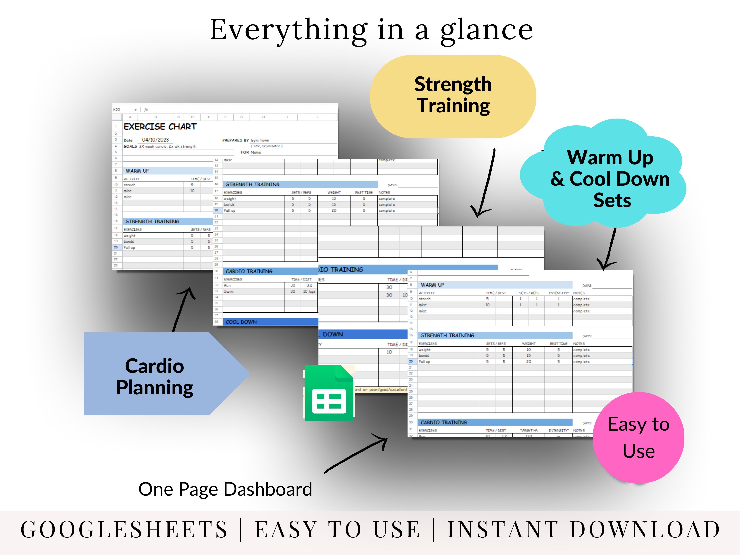 Spreadsheet Reps Exercise Tracker Google Sheets Weekly Daily Exercise Planning ...