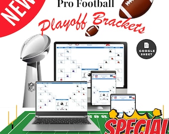 Pro Football Playoff Bracket Interactive Google Sheet Printable Download Spreadsheet Complete with Teams and Helmet Dropdowns