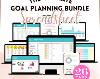 Ziel Planung mit Habit Tracker All-in-One Google Sheets Planer Template Wheel of Life Arbeitsblätter Das ultimative Bundle Great Vision Board