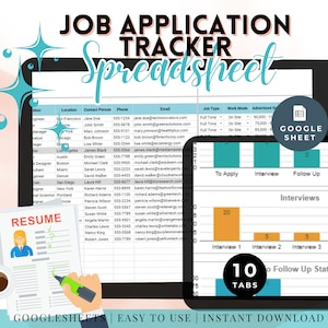Seguimiento de solicitudes de empleo Hojas de cálculo de Google Planificador de búsqueda de empleo Seguimiento de entrevistas y gestión de ofertas Seguimiento de empleo sencillo