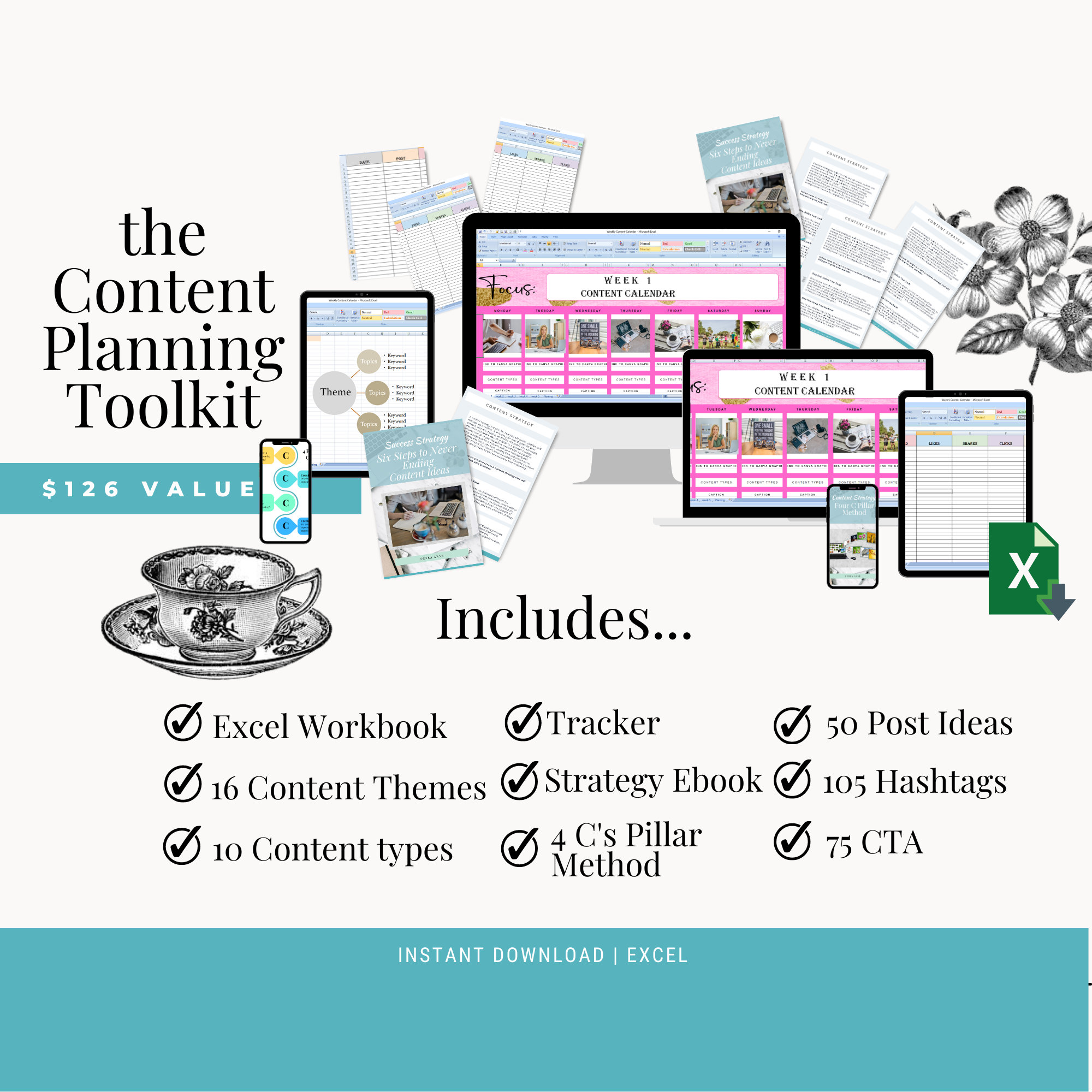 Social Media Content Planning Template Google Sheets Excel Workbook Monthly Spreadsheet Weekly