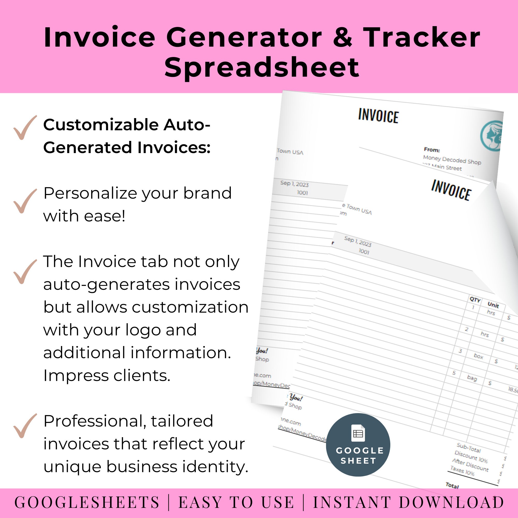 Automated Invoice Tracker: Google Sheets Template (digital Download) - Etsy