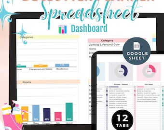 Declutter Planner Spreadsheet: 30-Day Challenge, Cleaning Tracker (Google Sheets)
