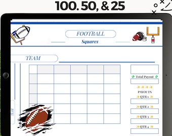 Pro Football Playoff Super Bowl Brackets Google Sheet Spreadsheet Interactive Printable Easy to Use Digital Download