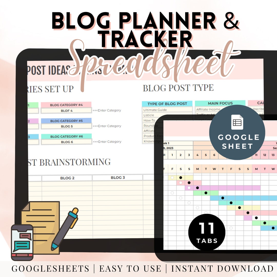 Blog Spreadsheet Blog Planner Google Sheet Spreadsheet Social Media Content Post ...