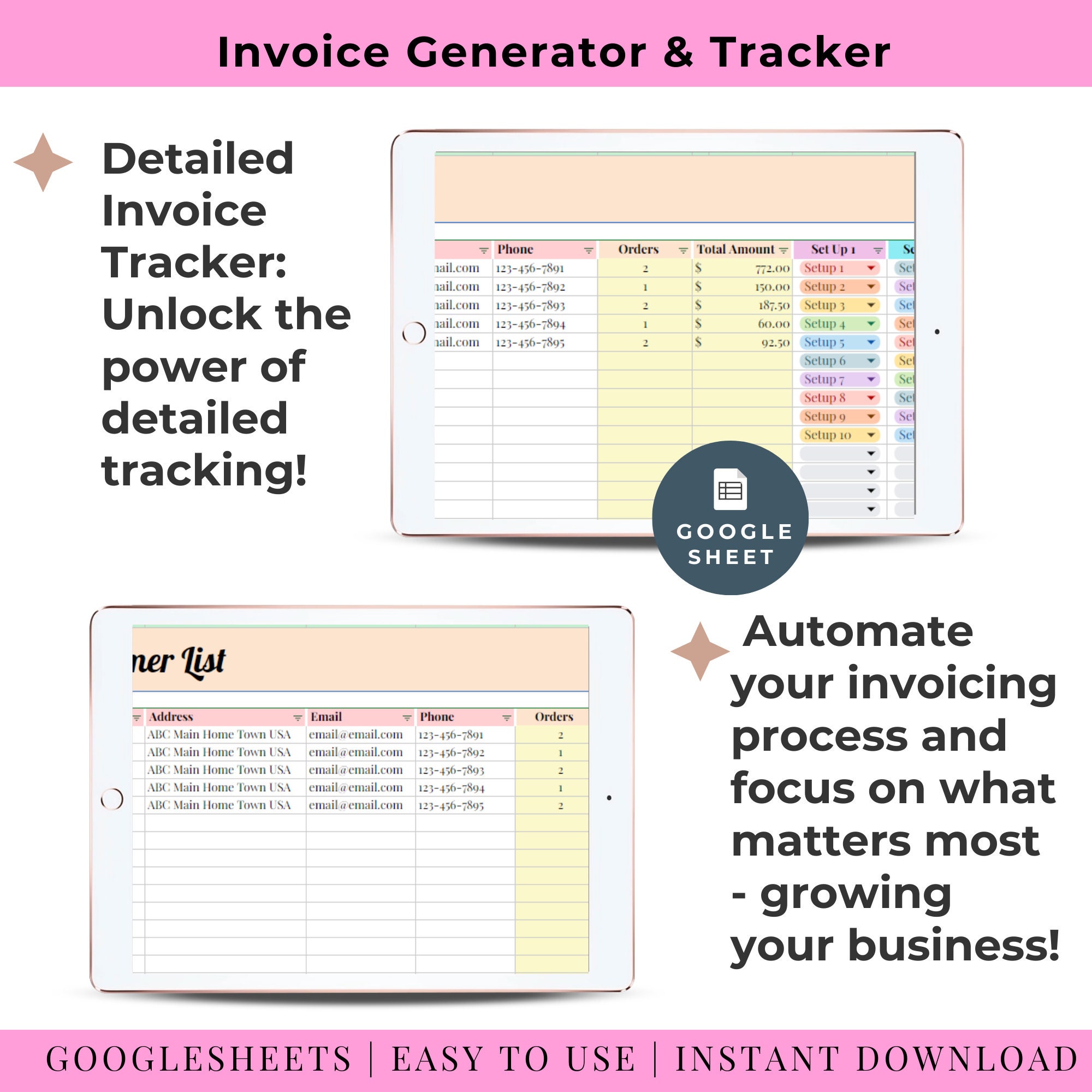 Automated Invoice Tracker: Google Sheets Template (digital Download) - Etsy