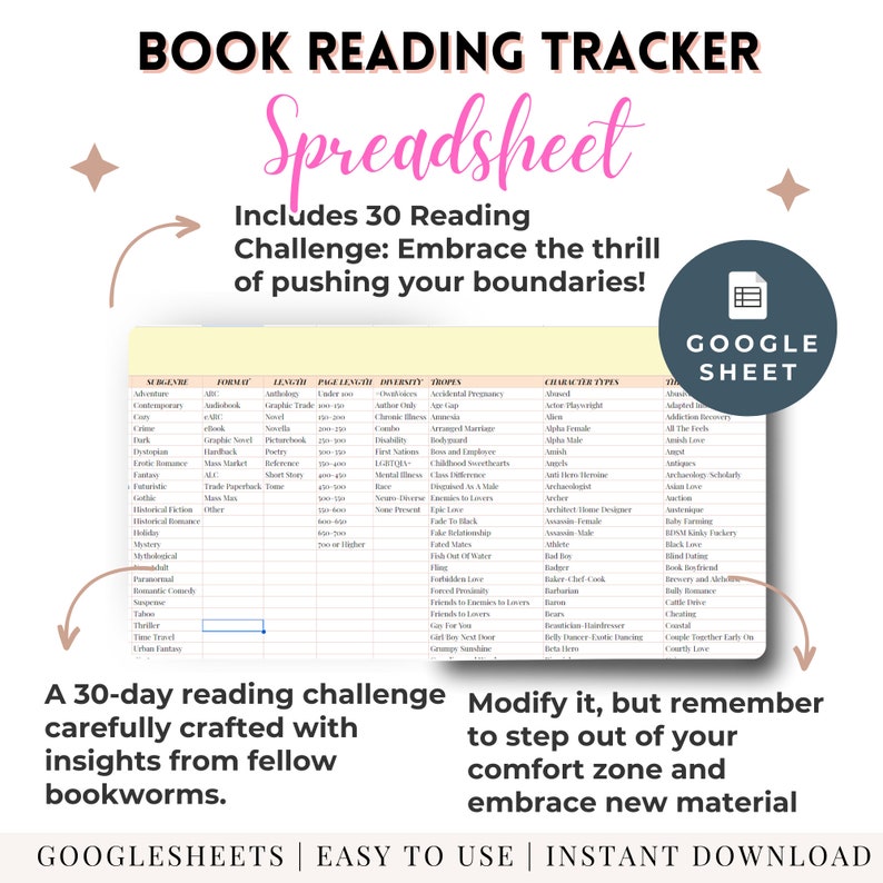 Reading Tracker Spreadsheet Google Sheets Book Reading Spreadsheet Log ...