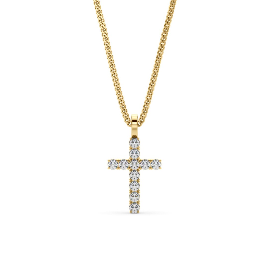 Diamond Cross Pendant, 14K Gold Diamond Cross, Diamond Cross Necklace ...
