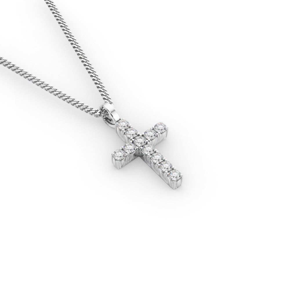 Diamond Cross Pendant, 14K Gold Diamond Cross, Diamond Cross Necklace
