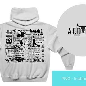 Collage de chansons de Jason Aldean en PNG pour tshirt/sweat à capuche
