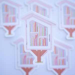 Adesivo in vinile Little Free Library, simpatico regalo adesivo libresco, ripieno di calze di Natale, adesivo per libri per laptop, bottiglia d'acqua, kindle, kobo