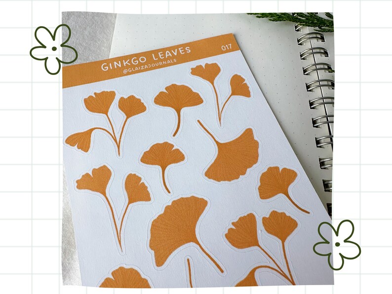 Ginkgo Biloba Leaf Sticker Sheet for Journals and Planners Etsy