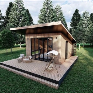 Modern Tiny Holiday House Architectural Plans, Tiny House Plans, Loft Plans