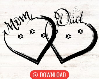 9 Human/Pet Family Personalized interlaced hearts outlines/clip art (PNG and SVG), downloadable print art