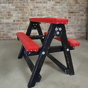 Sex furniture Compact and strong bench with the ability to adjust and fix. Bondage bench