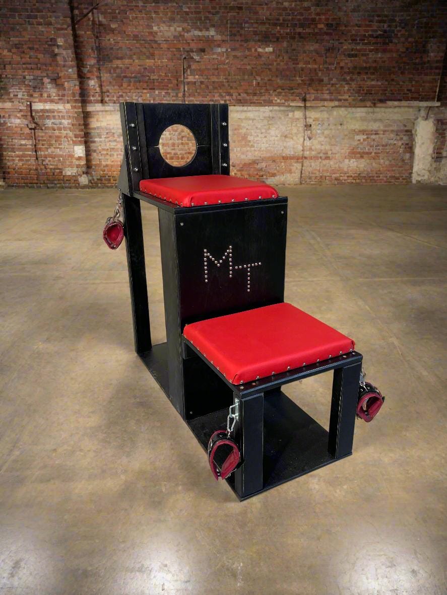 Banc de Fessée Liberator Obéir | Faux Cuir Bordeaux BDSM