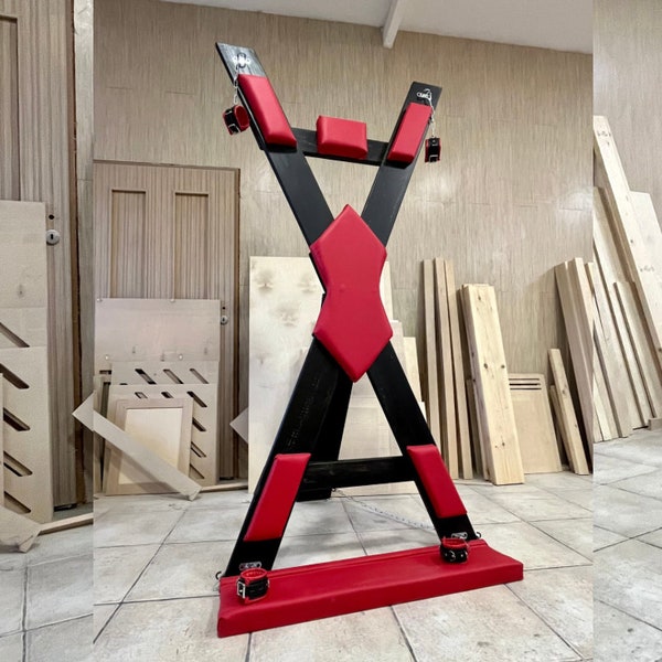 BDSM wooden padded St Andrews Cross With footrest Dungeon Furniture Bondage Spanking gear Portable Free Standing Cross Flogging Bondage X