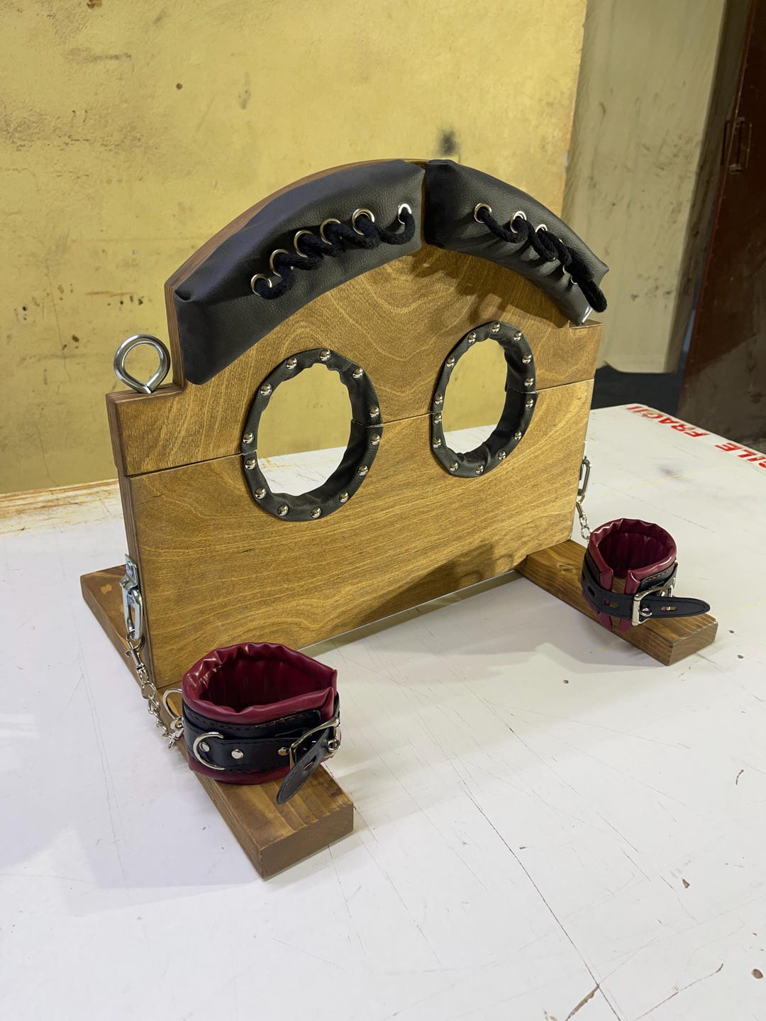 Shackled Foot BDSM Foot Fetish Fixation: Handcrafted Leg Shackles Bondage Furniture ...