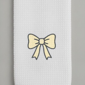 Cream Bow Embroidery Design Double Loop Ribbon for Towels and Baby Bibs