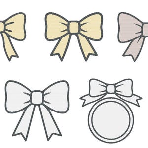 Neutral Bows Machine Embroidery Bundle - 5 Designs in Multiple Sizes, PES DST JEF Instant Download
