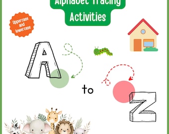 Alphabet Tracing Worksheets A–Z | Printable Handwriting Practice for Preschool & Kindergarten | Digital PDF Download