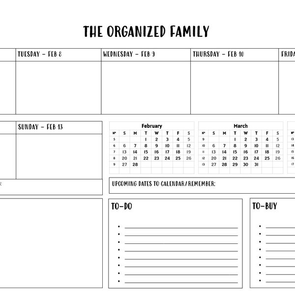 2023 Editable Family Planner - Calendar For Planners, Command Centers, Organizers (INSTANT DOWNLOAD - Customizable, Personalized)
