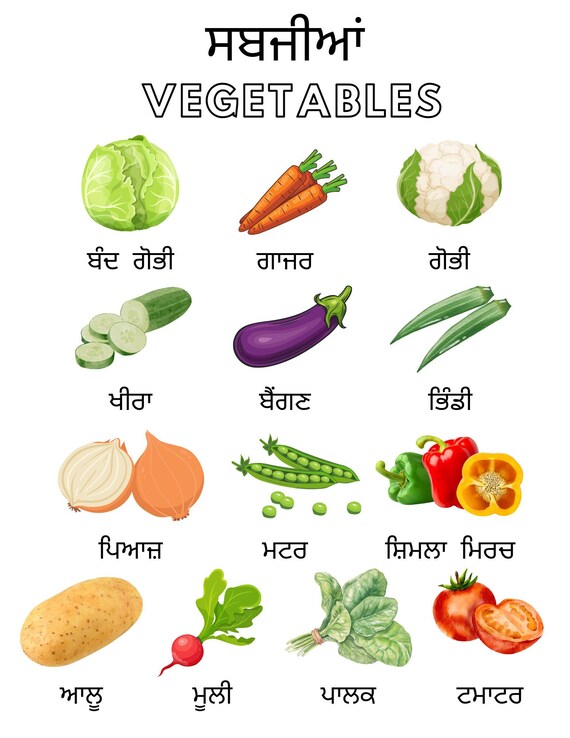 Vegetable Name Chart