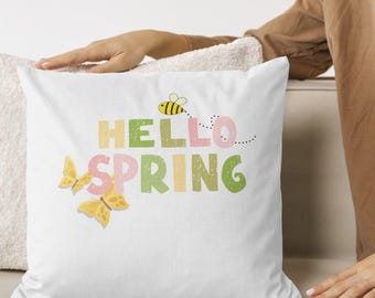 Hello Spring SVG: Butterfly Bee Design, Easter Decor (Digital Download)