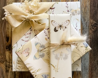 Butterflies in the Still Wrapping Paper  (Zero Waste, Sustainable, Plastic Free, Gift Wrap Sheets, Wrapping Paper Roll)