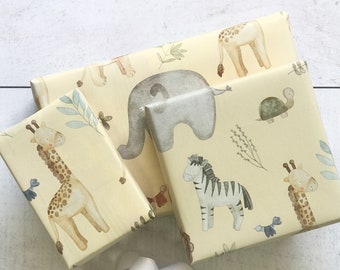 Dissolvable Wrapping Paper - Safari Babies (Zero Waste, Sustainable, Plastic Free, Kids Wrapping Paper, Gift Wrap)