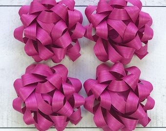 Fuchsia Cotton Bows 4 Pack For Presents And Gifts (Sustainable, Eco-Friendly, Gift Wrap Bow, Christmas Present, Anniversary Gift)