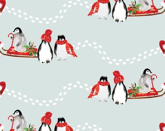 Christmas Wrapping Paper | Penguins Sledding Gift Wrap (Sustainable, Plastic Free, Eco Friendly, Holiday,  Christmas Gift Wrap)