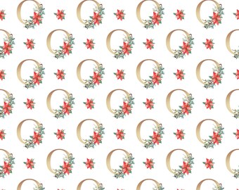 Christmas Monogram O Gift Wrap | Sustainable, Luxury White Wrapping Paper