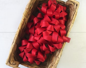 Red Cotton Bows 4 Pack For Presents And Gifts (Sustainable, Eco-Friendly, Gift Wrap Bow, Christmas Present, Anniversary Gift)