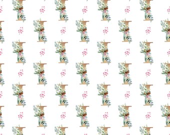 Christmas Monogram I Gift Wrap | Sustainable, Luxury White Wrapping Paper