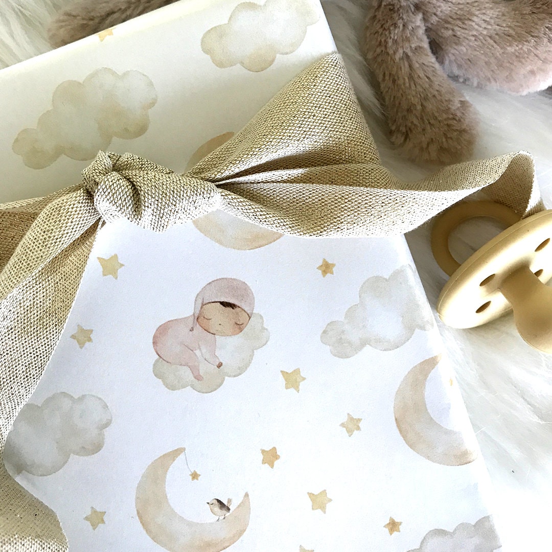 New Baby Wrapping Paper, Baby Shower Gift Wrap, Baby Boy or Girl, Gender  Neutral Paper, Newborn Gift Present, Gift Grandson Granddaughter 