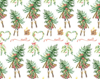 Christmas Trees and Girls Wrapping Paper | Zero Waste Elegant Gift Wrap