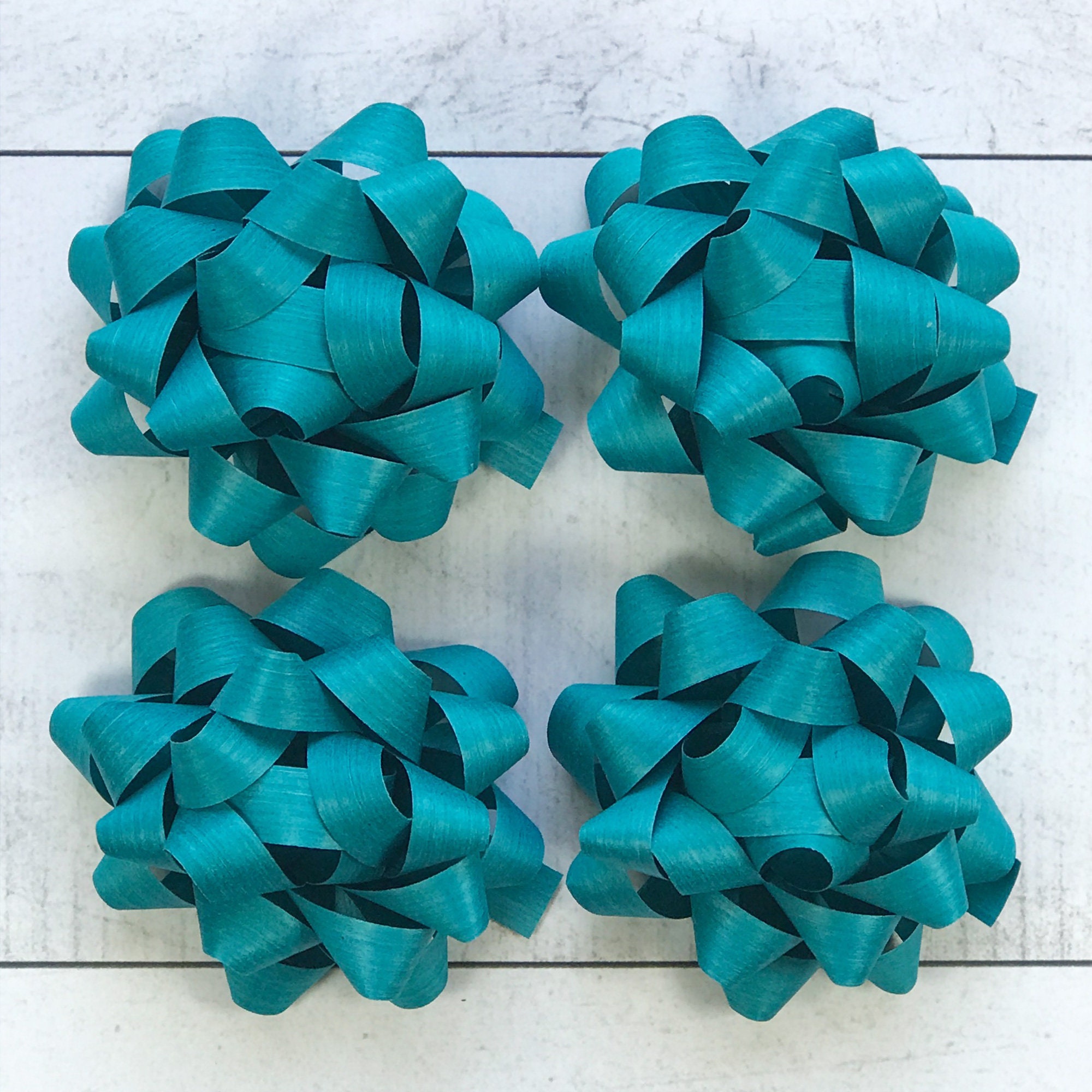 Teal Cotton Bows 4 Pack for Presents and Gifts sustainable, Eco