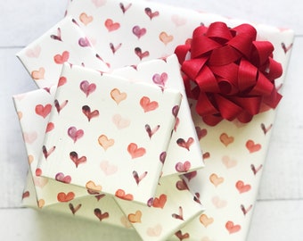 Lovely Red Hearts Wrapping Paper (Zero Waste, Dissolvable, Plastic Free, Eco Friendly, Anniversary Gift, Valentine's Day, Sustainable)