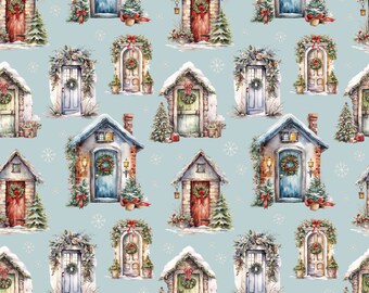 Christmas Decorated Doors Gift Wrap | Thick, Sustainable, Luxury Wrapping Paper