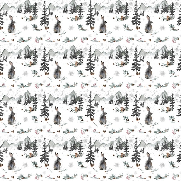 Winter Rabbit Wrapping Paper Design  (Sustainable, Plastic Free, Birthday, Eco Friendly, Anniversary, Christmas Gift)