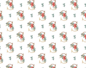 Christmas Monogram S Gift Wrap | Zero Waste, Plastic Free White Wrapping Paper