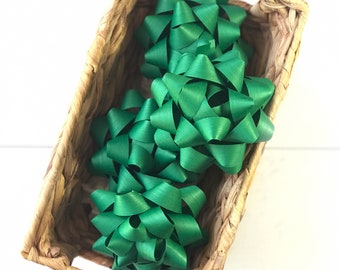 Green Cotton Bows 4 Pack For Presents And Gifts (Sustainable, Eco-Friendly, Gift Wrap Bow, Christmas Present, Anniversary Gift)