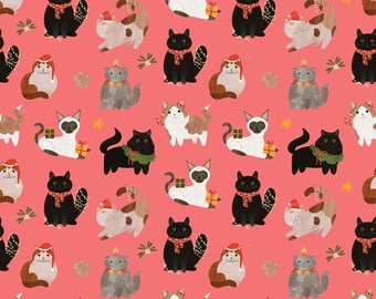 Cats Christmas Wrapping Paper Rolls | Zero Waste Gift Wrap (Thick & Sustainable Gift Wrap)