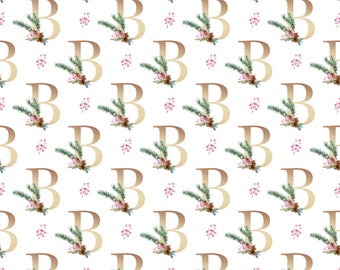 Christmas Wrapping Paper Roll | Monogram B (Thick, Luxury White Gift Wrap)