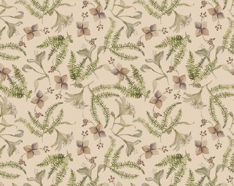 Ginkgo Blossoms & Fern Sprigs Wrapping Paper (Flower Pattern, Zero Waste, Plastic Free, Floral Gift Wrap, Eco Friendly, Vintage Floral)