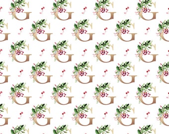 Christmas Wrapping Paper Monogram G | Thick, Luxury White Gift Wrap