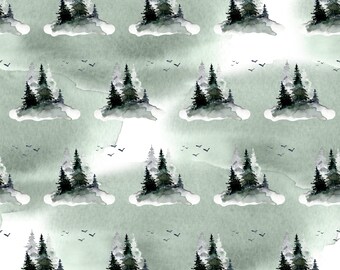 Green Christmas Wrapping Paper | Pine Trees Gift Wrap (Thick & Sustainable Wrapping Paper)
