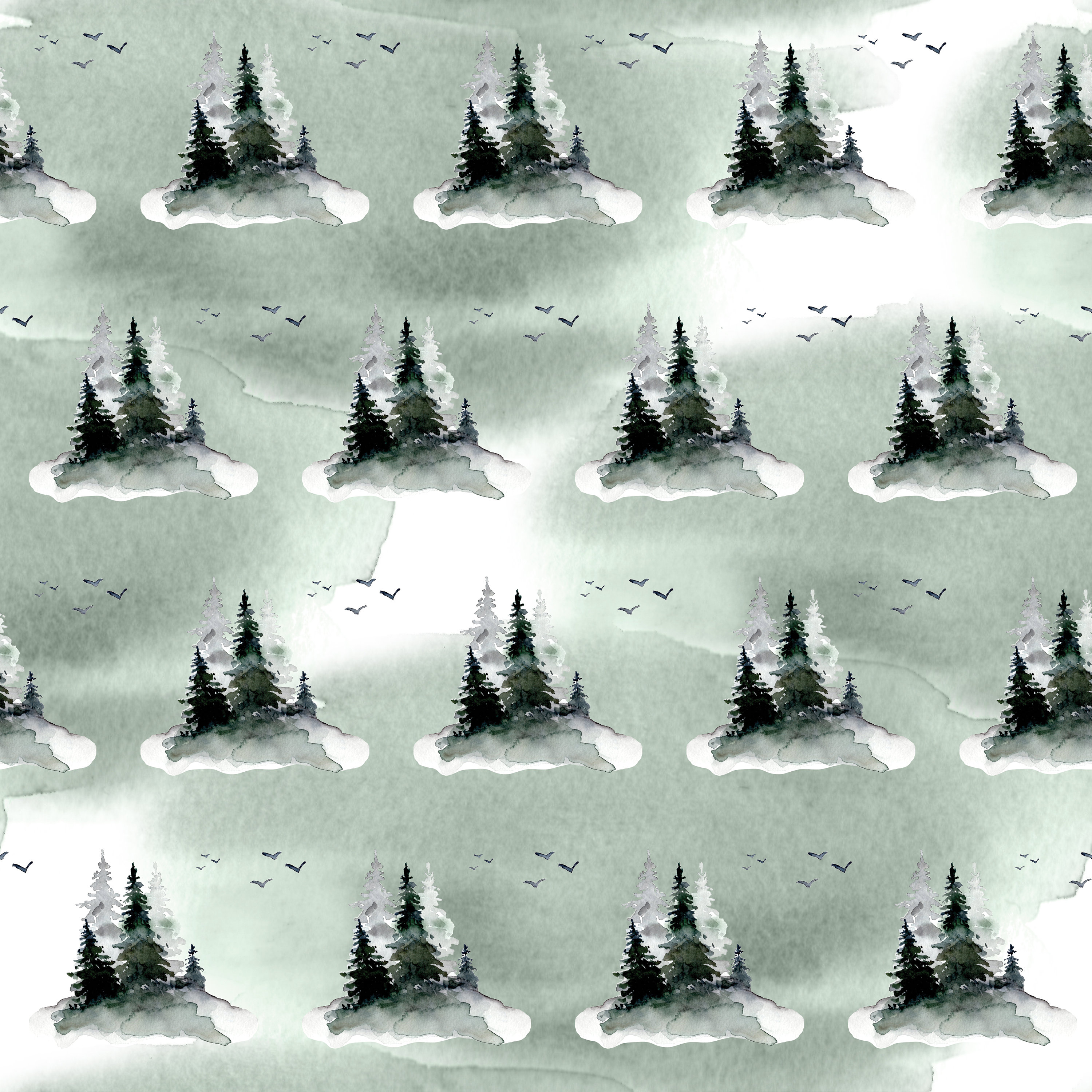 Pine Trees and Snow Gift Wrap  Green Christmas Wrapping Paper - Waterleaf  Paper Company