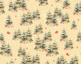 Christmas Wrapping Paper | Christmas Tree Yellow Gift Wrap (Sustainable, Plastic Free, Eco-Friendly, Zero Waste)